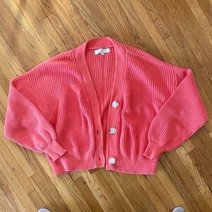 LOFT Women's Pink Cotton Cardigan Sweater
